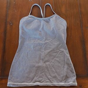Lululemon Power Y Tank Top in Black and Gray Stripe